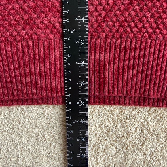 Athleta Merino Wool Turtleneck Sweater Women Size L Red Textured Knit Stretch - Picture 7 of 9
